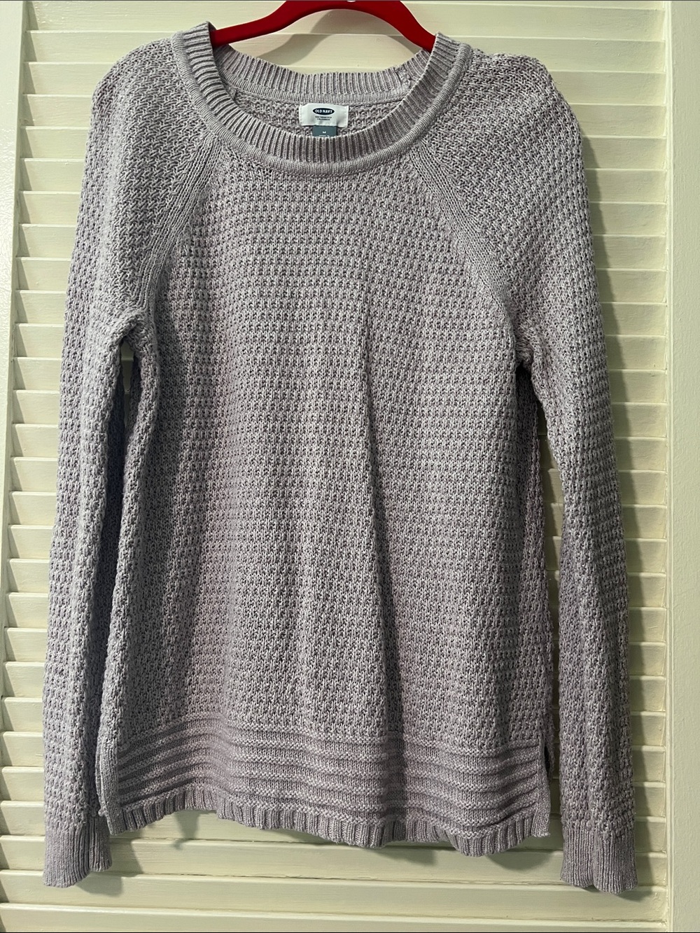 Old Navy Lavender Waffle Knit Crewneck Sweater